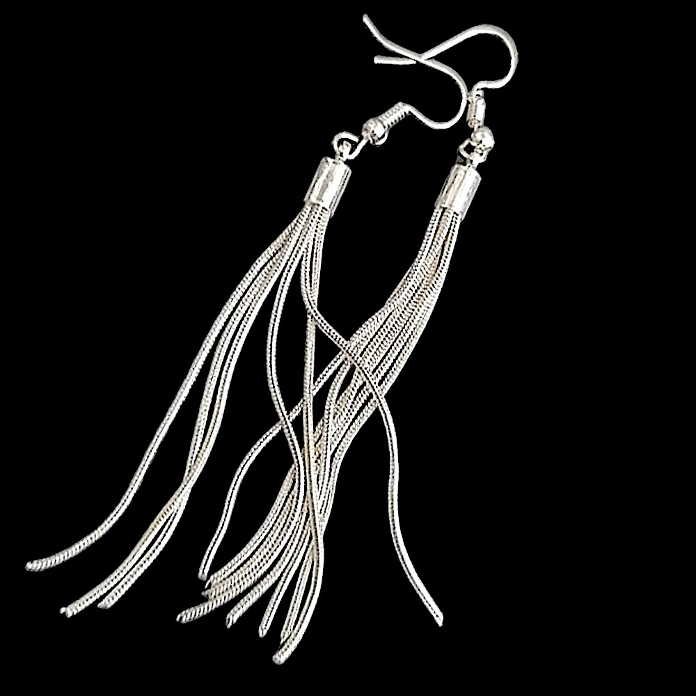 Sterling Silver Plated Tassel Drop Dangle Earrings